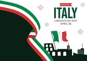 Italien Befreiung Tag Illustration mit Urlaub feiern auf April 25 und Welle Flagge Italienisch im eben Karikatur Hand gezeichnet zum Landung Seite Vorlagen vektor