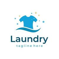 Wäsche Logo Vorlage kreativ Design mit das Konzept von Waschen Maschine, Kleider oder Kleidung, Schaum. Logo zum Waschen , Abzeichen, Firma. vektor