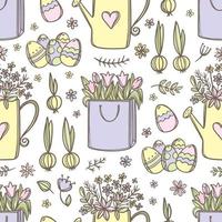 Ostern Paket mit Blumen nahtlos Muster Vektor Illustration