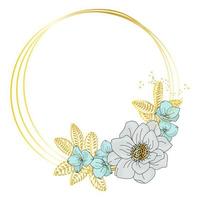 Anemone Hochzeit Blumen- golden Rahmen Vektor Illustration einstellen