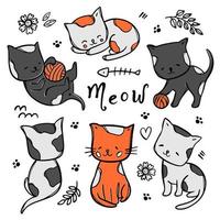 färgrik kattungar katt karaktär tecknad serie vektor illustration uppsättning