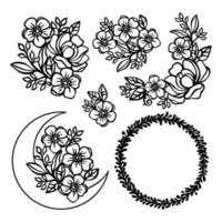 Butterblume Blumen- Hochzeit Kompositionen Vektor Illustration einstellen