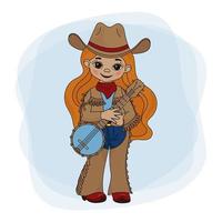 Cowgirl Banjo Western Musik- Festival Vektor Illustration einstellen