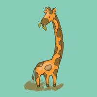 Kamelopard Karikatur Savanne Tier Giraffe Hand gezeichnet Vektor