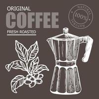 kaffe tillverkare design klistermärke märka vektor illustration uppsättning