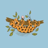 süß Leopard Karikatur Urwald Tier Vektor Illustration Karte