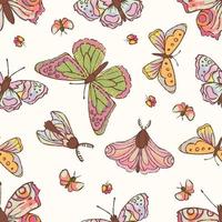 Schmetterling Muster Insekt Hand gezeichnet nahtlos Grunge Vektor