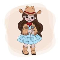 Cowgirl Sänger Western Musik- Festival Vektor Illustration einstellen