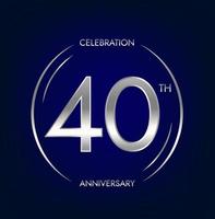 40 .. Jubiläum. vierzig Jahre Geburtstag Feier Banner im Silber Farbe. kreisförmig Logo mit elegant Nummer Design. vektor
