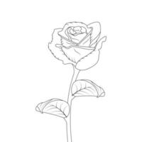 reste sig blomma färg sida och bok hand dragen linje konst illustration skön blomma svart och vit teckning vektor