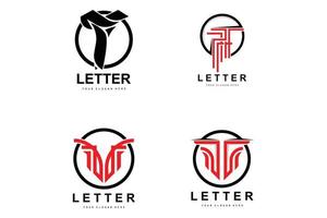 t-Buchstaben-Logo, Vektor im modernen Buchstabenstil, Design geeignet für Produktmarken mit t-Buchstaben