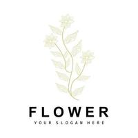 einfach botanisch Blatt und Blume Logo, Vektor natürlich Linie Stil, Dekoration Design, Banner, Flyer, Hochzeit Einladung, und Produkt branding