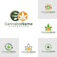 uppsättning av mat cannabis logotyp vektor mall. kreativ cannabis logotyp design begrepp