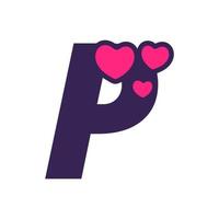 initial p love logotyp vektor