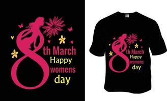 8:e Mars Lycklig kvinnors dag, kvinnors dag, mamma älskare, 8:e Mars, och stark kvinnors t-shirt design. redo till skriva ut för kläder, affisch, och illustration. modern, enkel, text. vektor