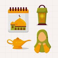islamic ramadan eid mubarak element samlingar i platt illustration vektor