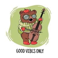 Bär Musiker drucken Tier Musik- Karikatur Glückwunsch Karte vektor