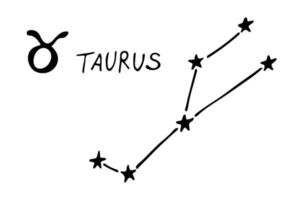 hand dragen taurus zodiaken tecken esoterisk symbol klotter astrologi ClipArt element för design vektor