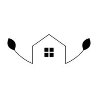 Haus und Blätter Vektor Symbol. Luxus echt Nachlass Symbol. eben Logo Design.