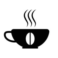 Tasse von Kaffee Symbol. Becher mit Kaffee Bohne Symbol. Luxus Cafe eben Symbol vektor