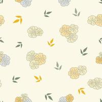 moderne tropische Blumen Musterdesign. Nahtloses Muster mit Frühlingsblumen und Blättern. hand gezeichneter hintergrund. Blumenmuster für Tapeten oder Stoffe. Botanische Fliese. vektor