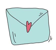 einfach Briefumschlag Illustration. Email Gekritzel Symbol mit Herz. Post Karte. vektor