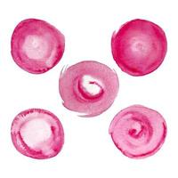 einstellen Rosa Aquarell Kreise zum Design. Rosa Lippenstift, Kosmetika, Schönheit. vektor