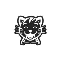 stilvoll schwarz und Weiß süß Tiger Logo. gut zum Geschäft. vektor
