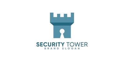 enkel säkerhet torn logotyp med modern stil premie vektor