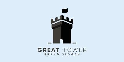 großartig Turm Logo mit modern Design Prämie Vektor