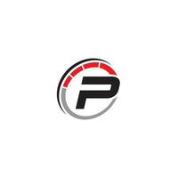 Brief p und Tachometer Logo oder Symbol Design vektor