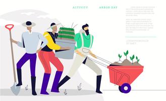 Rolig jordbruk i Arbor Dag Banner Bakgrund Vector Illustration