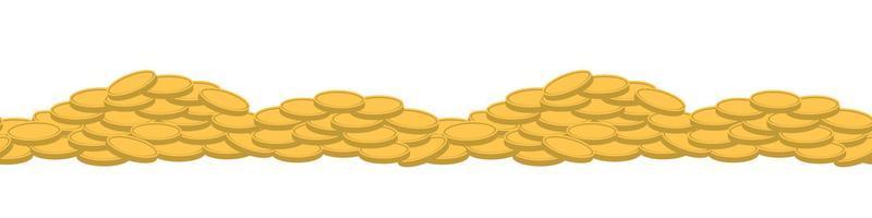 Stapel von golden Münzen. Vektor nahtlos horizontal Hintergrund. groß Bündel von Metall Geld.