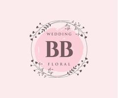 bb Initialen Brief Hochzeit Monogramm Logos Vorlage, handgezeichnete moderne minimalistische und florale Vorlagen für Einladungskarten, Datum speichern, elegante Identität. vektor