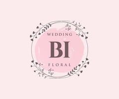 bi initialen brief hochzeit monogramm logos vorlage, handgezeichnete moderne minimalistische und florale vorlagen für einladungskarten, datum speichern, elegante identität. vektor