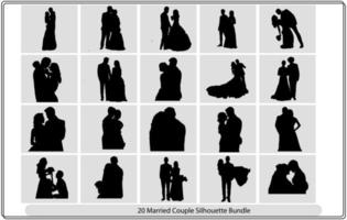 Paar Silhouette Vektor, eingestellt von Hochzeit Silhouetten vektor