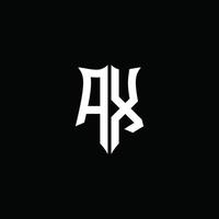 yxa monogram brev logotyp band med sköld stil isolerad på svart bakgrund vektor
