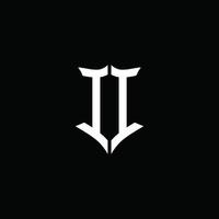 ii Monogramm Brief Logo Band mit Schild Stil isoliert auf schwarz Hintergrund vektor