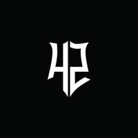 Hz-Monogramm-Buchstaben-Logo-Band mit Schild-Stil auf schwarzem Hintergrund isoliert vektor