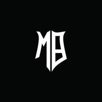 mb monogram brev logotyp band med skydda stil isolerat på svart bakgrund vektor