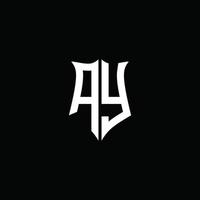 ay Monogramm-Buchstaben-Logo-Band mit Schild-Stil auf schwarzem Hintergrund isoliert vektor
