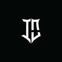 io Monogramm Brief Logo Band mit Schild Stil isoliert auf schwarz Hintergrund vektor