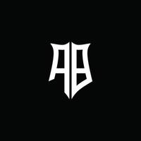 ab monogram brev logotyp band med sköld stil isolerad på svart bakgrund vektor