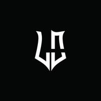 lo Monogramm-Buchstaben-Logo-Band mit Schild-Stil auf schwarzem Hintergrund isoliert vektor
