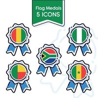 uppsättning av silke medalj ikoner med flaggor vektor