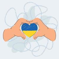 Paar von Hände halten ein Herz gestalten Hilfe Ukraine Vektor