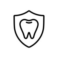 en tand i skydda, tänder skydd begrepp ikon i linje stil design isolerat på vit bakgrund. redigerbar stroke. vektor
