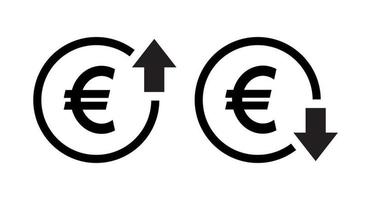 euro pris upp ner ikon vektor. stiga och falla valuta tecken symbol vektor