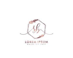 första brev sb feminin logotyp skönhet monogram och elegant logotyp design, handstil logotyp av första signatur, bröllop, mode, blommig och botanisk med kreativ mall vektor