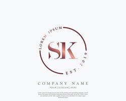 Initiale Brief sk feminin Logo Schönheit Monogramm und elegant Logo Design, Handschrift Logo von Initiale Unterschrift, Hochzeit, Mode, Blumen- und botanisch mit kreativ Vorlage vektor